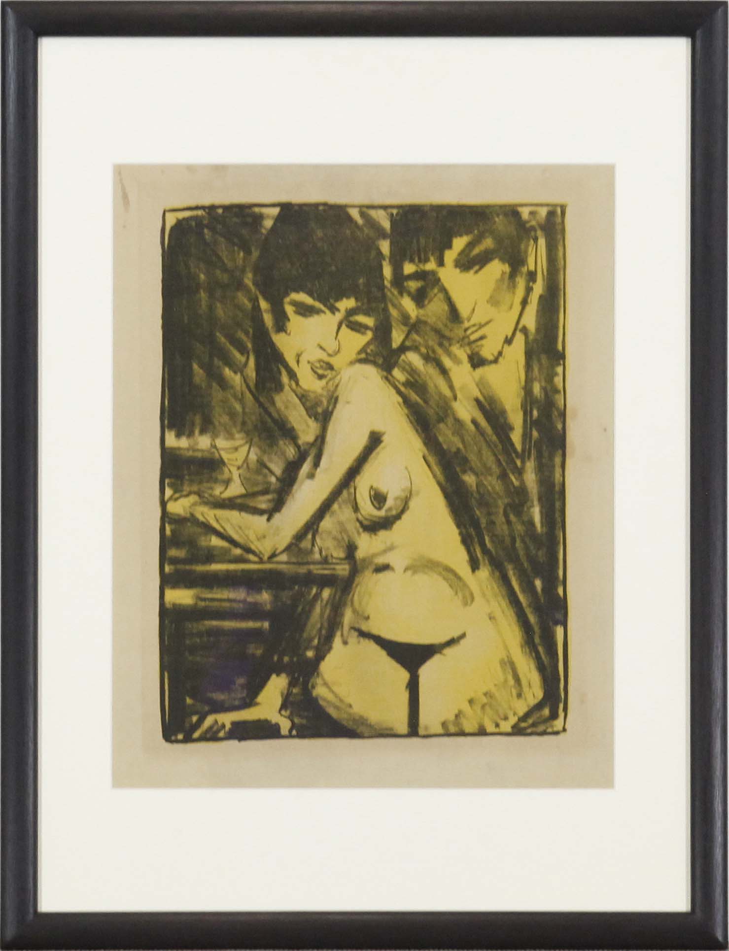 Otto Mueller - Paar am Tisch (Selbstbildnis mit Maschka, Absinthtrinkerin) - Rahmenbild