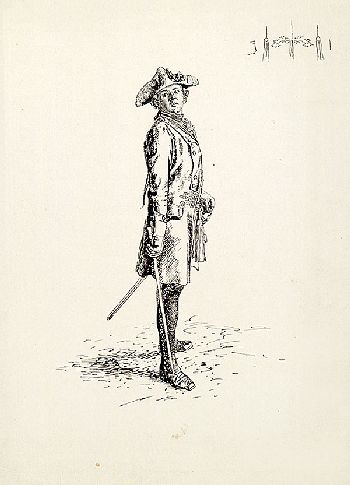 Adolph von Menzel - 2 Bll.: Infanterieoffizier, Regiment Nr. 37 (1806 von Tschepe)
