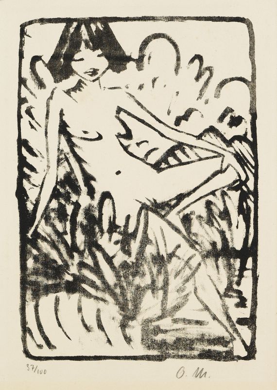 Otto Mueller - Am Ufer sitzendes Mädchen