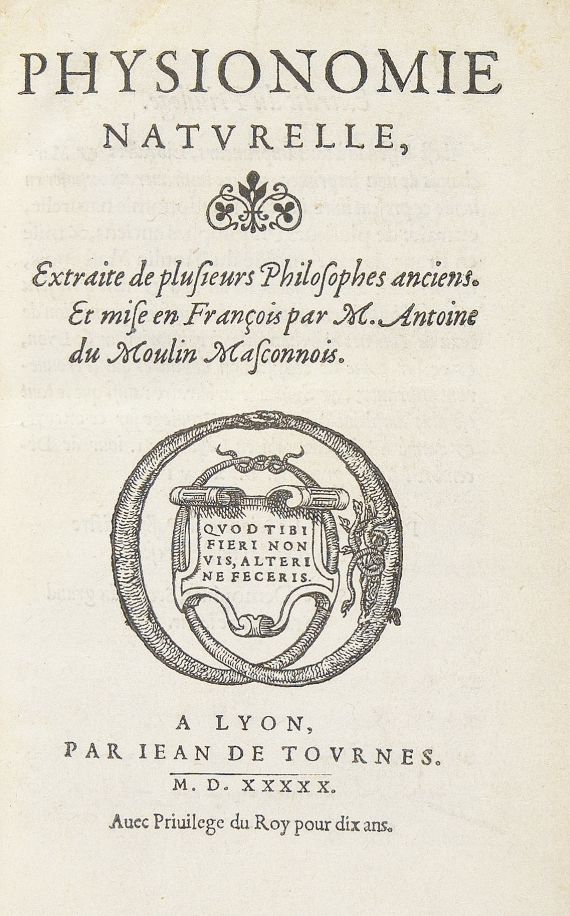 Du Moulin, A. - Physionomie naturelle. 1550.