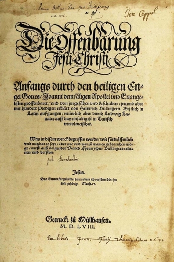 Heinrich Bullinger - Offenbarung Jesu Christi. 1558. - 1 Werk angeb.