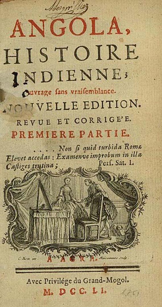 Charles Eisen - La Morlière, C. J. L. A. Rochette de, Angola, histoire indienne. 1751