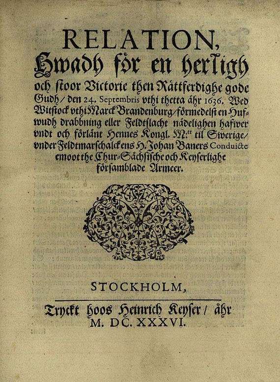 Dreißigjähriger Krieg - Relation, Stockholm 1636
