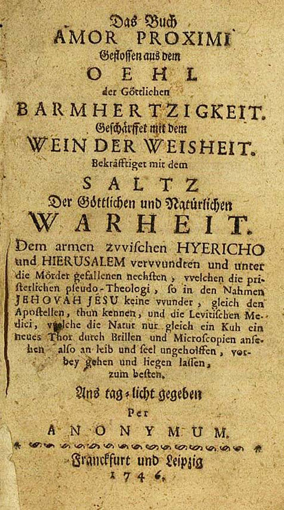 Okkulta - Das Buch Amor Proximi. 1746.