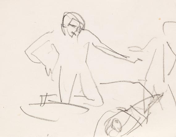 Ernst Ludwig Kirchner - Knieender Akt mit zwei Figuren