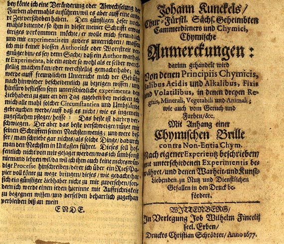 Johannes Kunckel (von Löwenstern) - Chymische Anmerckungen, 1677