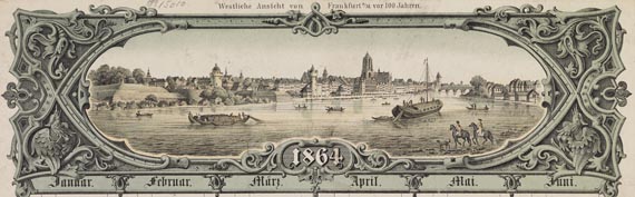  Kalender - 1 Kassette Frankfurter Kalender, Jahrgang 1723-1880.