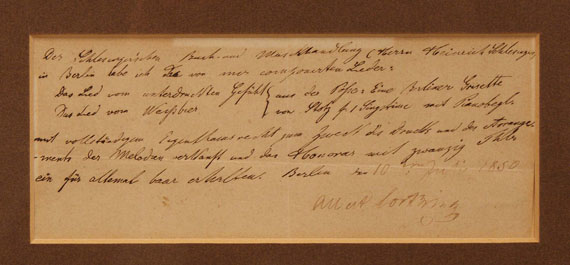 Albert Lortzing - Quittung mit Unterschrift. 1850