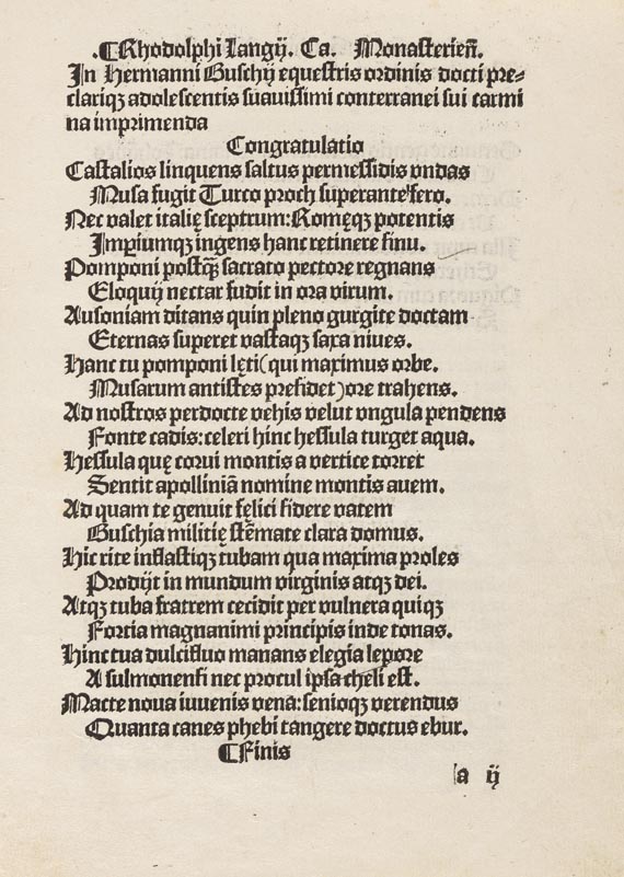 Hermann v.d. Busch - Carmina. Ca. 1495