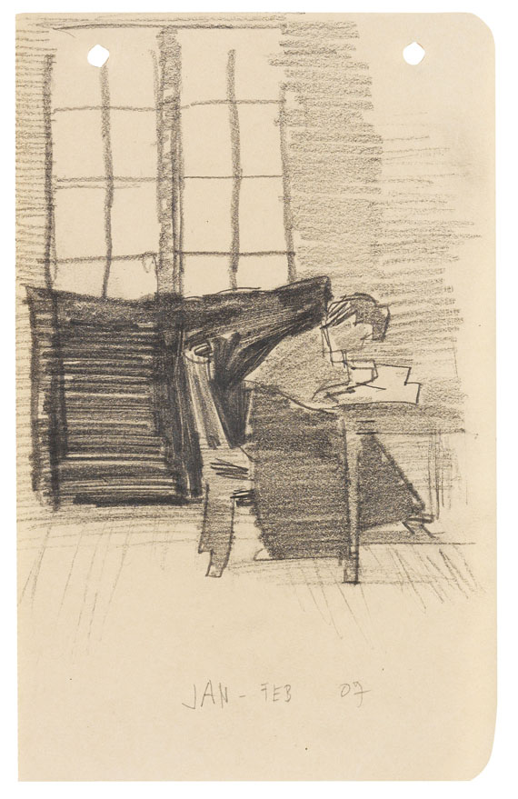 Lyonel Feininger - Julia am Schreibtisch sitzend