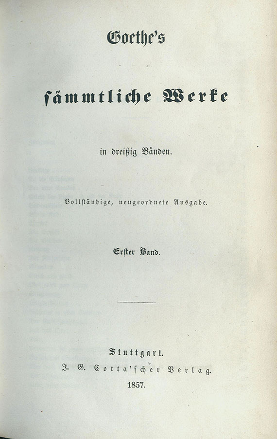 Johann Wolfgang von Goethe - Goethes sämmtliche Werke. 30 Bde. in 23. 1857-58.