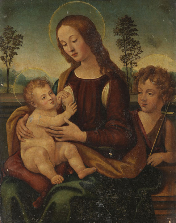 Lorenzo di Credi - Umkreis - Madonna mit Kind und dem Johannesknaben