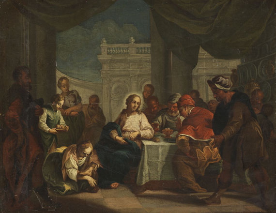 Jacopo Amigoni - Zugeschrieben - Christus und Maria Magdalena bei der Fußwaschung