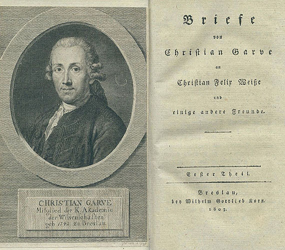 Christian Garve - Briefe von Christian Garve. 1803. 2 Bde. Dabei: Engel, Mimik.