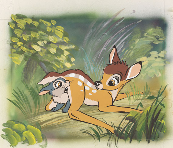  Walt Disney Studios - Gouache-Entwürfe zu "Bambi" für Tobler Chocolat. 32 Abb. von 41. + 2 Beigaben. 1950 - Weitere Abbildung