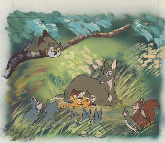 Walt Disney Studios - Gouache-Entwürfe zu "Bambi" für Tobler Chocolat. 32 Abb. von 41. + 2 Beigaben. 1950 - Weitere Abbildung