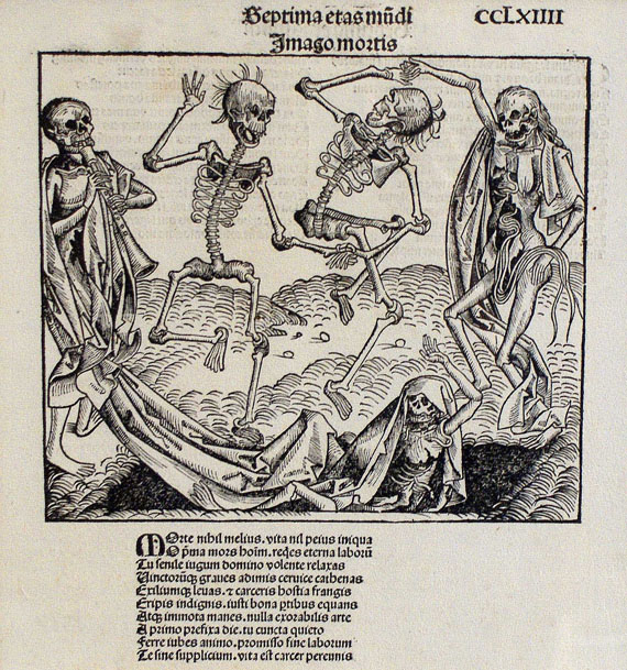  Totentanz - 1 Bll. Totentanz (Imago mortis, H. Schedel). 1493.