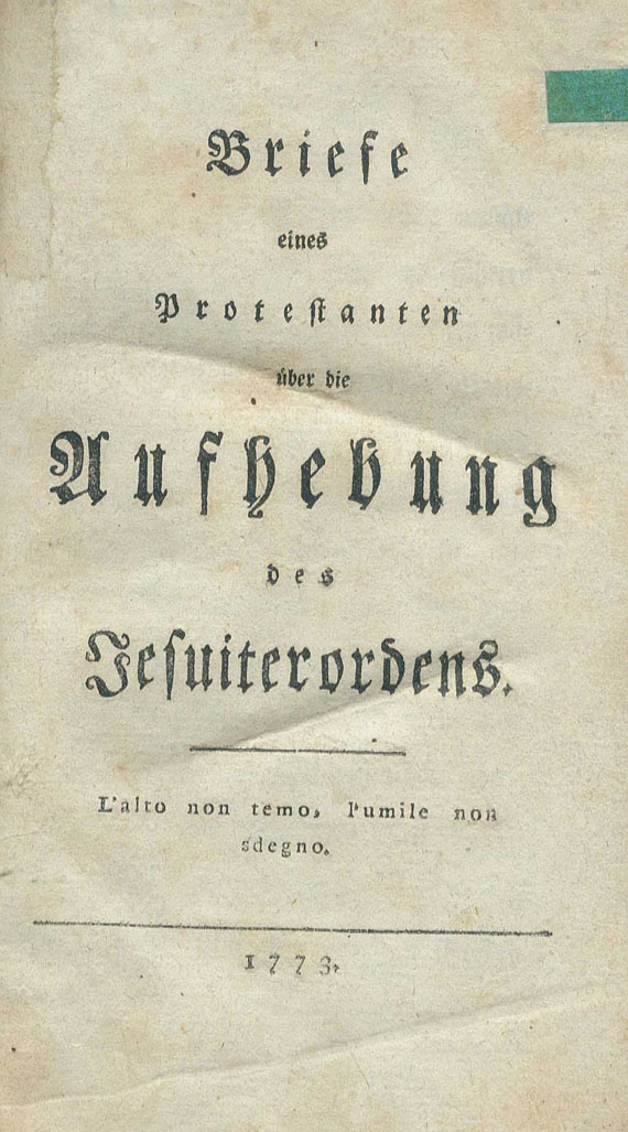 Jesuiten - Aufhebung des Jesuiterordens. 1773