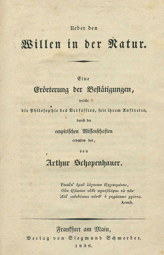 Arthur Schopenhauer - Ueber den Willen in der Natur. 1836