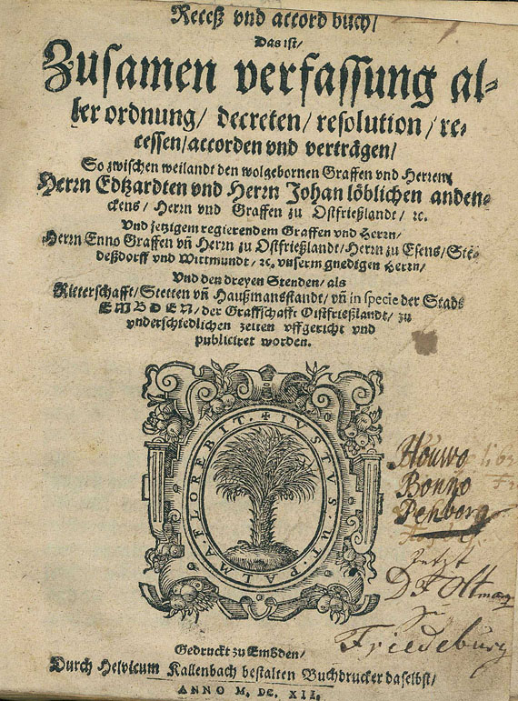 Johannes Althusius - Receß und accord buch. 1612