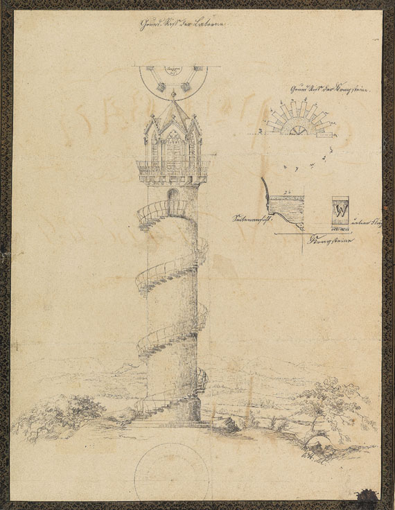   - Emporbau zu Hohen-Syberg (Vincke-Turm). Handschrift mit Bauskizze. Westfalen.
