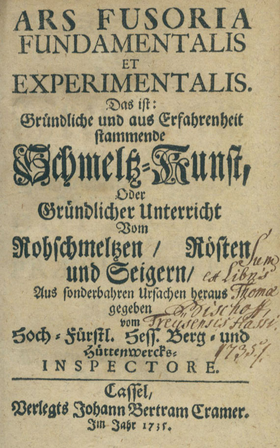 Jean-Christian Orschall - Ars Fusoria ... Schmeltz-Kunst. 1735