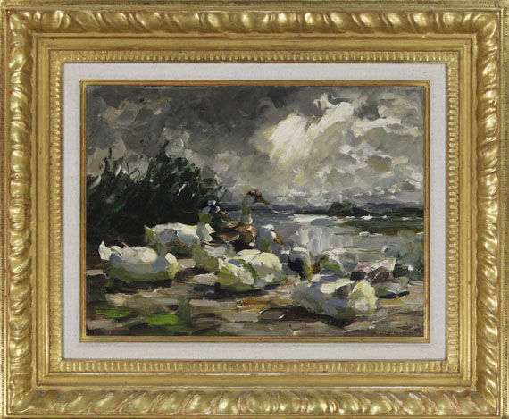 Alexander Koester - Enten am Ufer (schöne Wolkenstimmung) - Rahmenbild