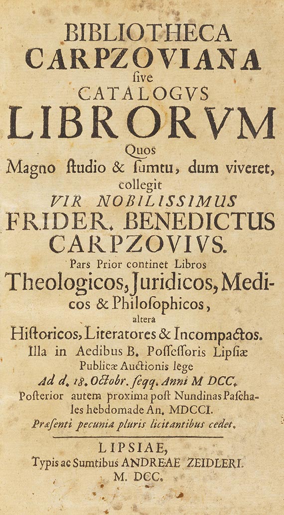 Johann Benedict Carpzov - Bibliotheca Carpzoviana - Weitere Abbildung