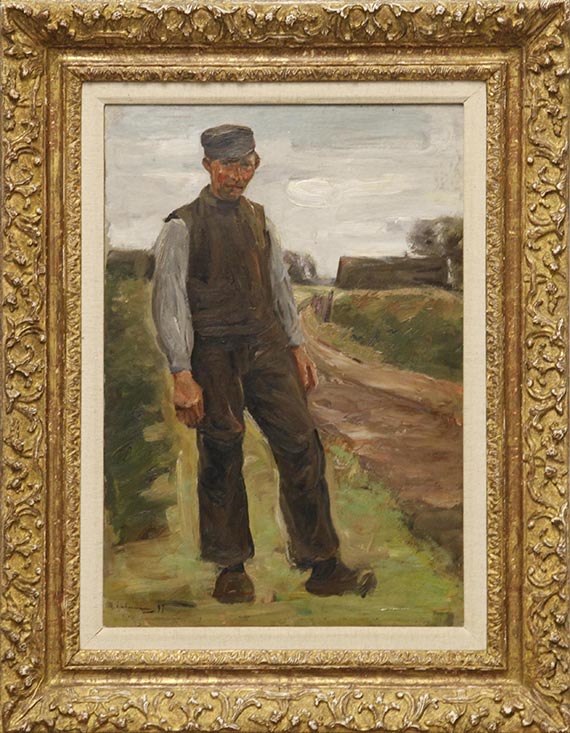 Max Liebermann - Stehender Bauer auf einem Wege - Rahmenbild